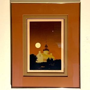 Cabrillo by Night Signed Lew Achen 1980 Serigraph 60/100
